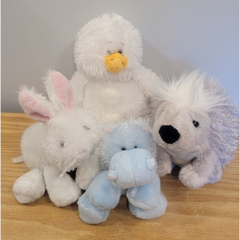 Vintage Ganz Webkinz Lot 4 Snowman Porcupine Hippo Bunny Retired Plush Bundle